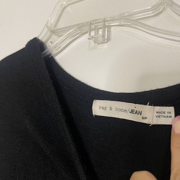 Rag & Bone Jean Black crew neck slit back knit tank top size small - Picture 3 of 6